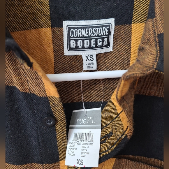 NWT Mens Dk Yellow Plaid Flannel xs - Picture 4 of 5